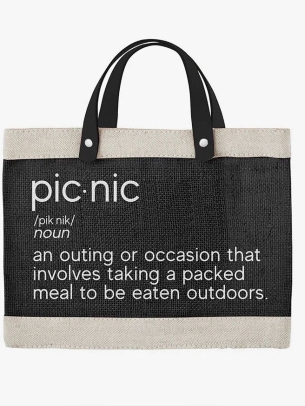NEW Pic·nic Canvas Tote Bag in Black and Natural